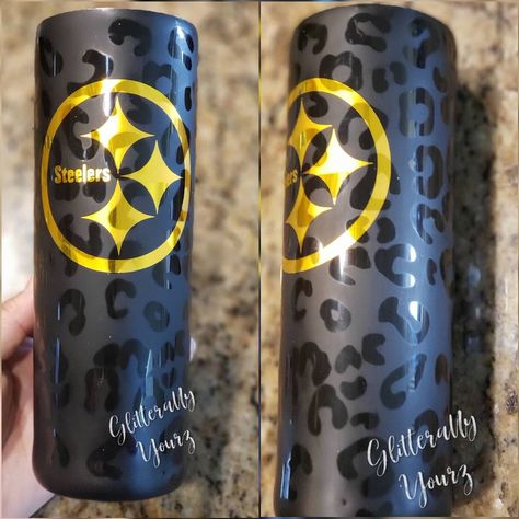 Fancy! #steelers #customtumbler #pittsburgh #shopsmall #tumblers #customtumblers #epoxyresin #epoxytumblers #animalprint… Steelers Tumbler, Animal Print Tumbler, Steelers Logo, Epoxy Cups, Glitter Cups, Acrylic Tumblers, Cup Ideas, Tumbler Ideas, Monster Can