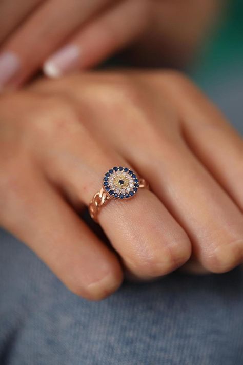 Blue Eye Ring Evil Eye Ring Unique Evil Eye Ring Engagement | Etsy Blue Eye Ring, Rings Summer, Evil Eye Rings, Evil Eye Ring Silver, Evil Eye Ring Gold, Bridesmaid Rings, Birthday Gift Ring, Necklace For Girlfriend, Evil Eye Ring