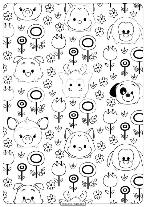 Big Coloring Pages, Drawing Ideas Animals, Tsum Tsum Coloring Pages, Tsum Tsum Characters, Painting Pages, Disney Clip Art, Coloring Adult, Garden Coloring Pages, Disney Diy Crafts