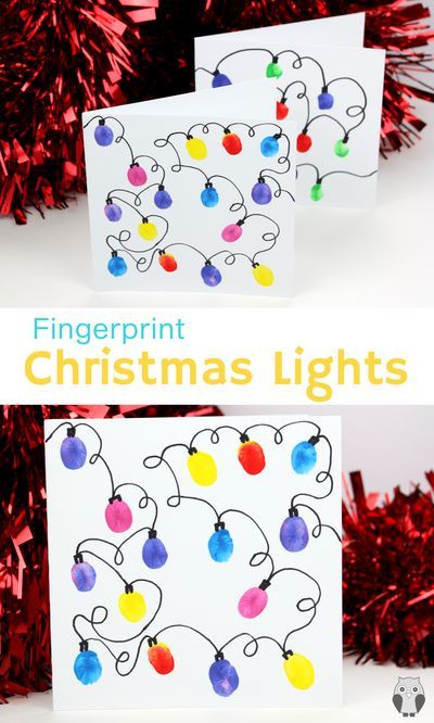 Finger Print Christmas Light Craft, Christmas Light Fingerprint Craft, Fingerprint Christmas Art, Diy Christmas Greeting Cards, Fingerprint Christmas Lights, Christmas Greeting Cards Diy, Fingerprint Christmas, Turtle Room, Easy Kids Christmas