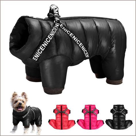 Didog Winter Small Dog Coats,Waterproof Jackets with Harness & D Rings,Warm Zip Up Cold Weather Coats for Puppy & Cats Walkin Small Dog Coats, Cold Weather Dogs, Pitt Bull, Night Walk, Cat Products, Dog Jacket, Medium Sized Dogs, Winter Dog, Warm Jacket