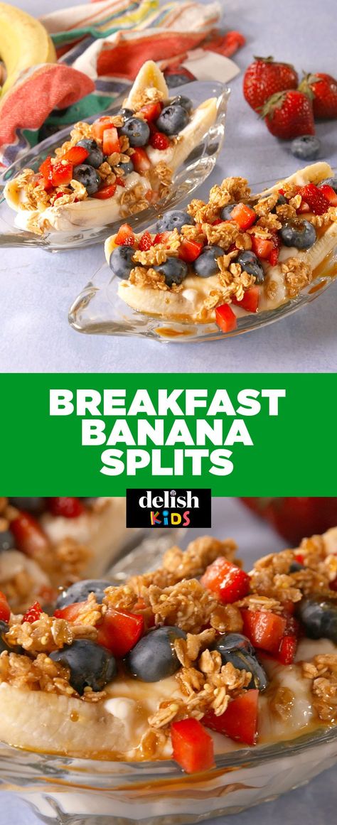 Banana Split Ideas, Amazing Dessert Recipes, Breakfast Banana Split, Banana Split Recipes, Heart Healthy Breakfast, Mom Breakfast, Breakfast Banana, Banana Splits, Cereal Recipes