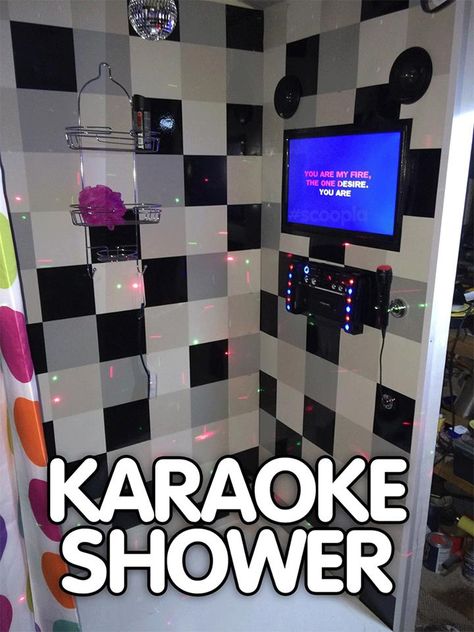 #WackyWednesday Who doesn't love to sing in the shower? Why not install yourself a #Karaoke Shower? Karaoke Room, Dream Shower, Have A Shower, For My Mom, House Goals, My Mom, Karaoke, Night Club, Man Cave