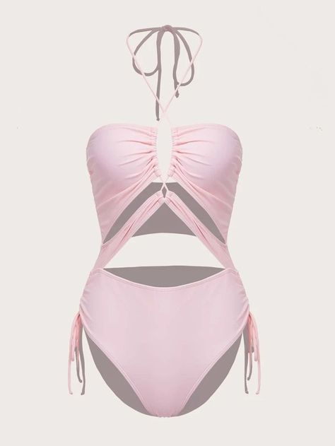 Aesthetic Rosa, Kawaii Outfit Ideas, Beach Fits, Swimsuits Outfits, Halter One Piece Swimsuit, Cute Bathing Suits, Swimming Outfit, Pink Swimsuit, Cute Swimsuits