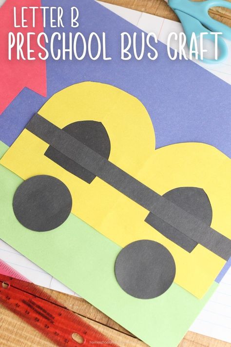 Construction Paper Bus Craft for Preschool Letter B Craft Letter B Craft, Preschool Letter B, B Craft, Bus Craft, Bus Crafts, Craft For Preschool, Get Ready For School, Preschool Letter, The Letter B