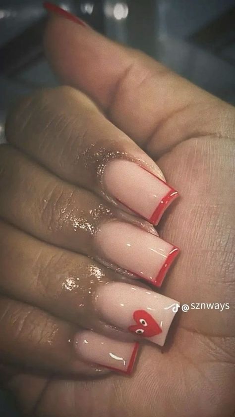 The latest nail style trend to hit Instagram is a creative way to celebrate the season. Users are uploading images of nails painted to look like the knit sweaters that are perfect for this time of the year.  .. Short Medium Nails Acrylic Design, Red Short Nail Ideas Acrylic, Nails For Back To School Acrylic Short, Short Gel Nails With Initial, Nails Inspiration Polygel, 444 Nail Ideas, Red And White Short Acrylic Nails, Short Nail Designs Red And White, Cute Short Nail Ideas Black Women