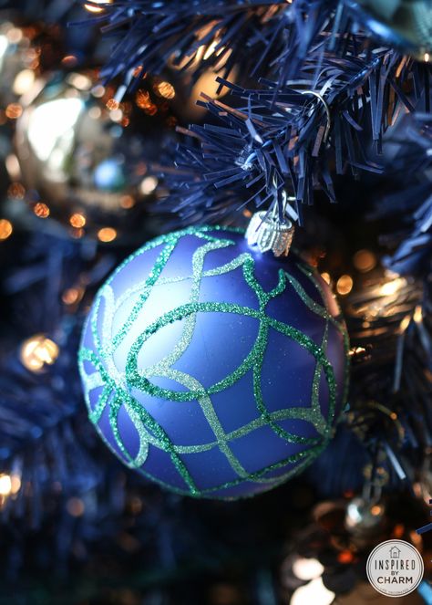 A Blue Christmas | Inspired by Charm Green And Silver Decorations, Blue And Green Christmas Tree, Navy Blue Christmas Tree, Blue And Green Christmas, Merry Christmas With Love, Christmas In Hawaii, Christmas In Blue, Navy Blue Christmas, Green Christmas Tree Decorations