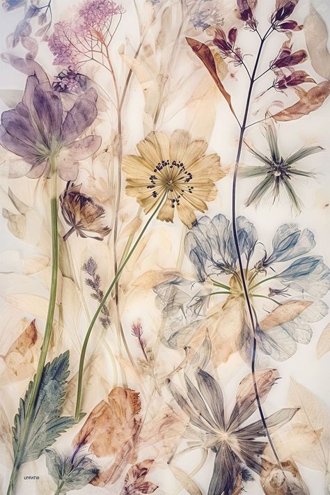 Pressed Flowers Background, Muted Floral Wallpaper Iphone, Dried Floral Aesthetic, Floral Painting Background, Pressed Flower Background, Pressed Flowers Wallpaper, Pressed Flower Art Aesthetic, Digital Art Pattern, Pressed Flower Aesthetic