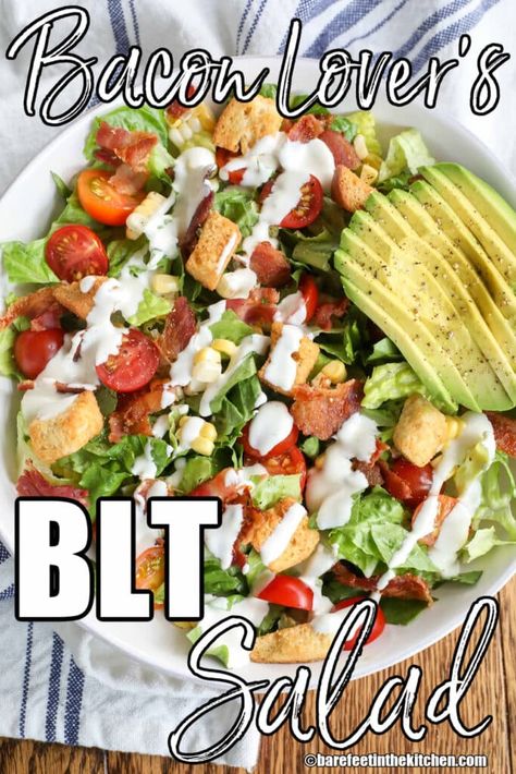 Bacon Ranch Chopped Salad, Blt Chopped Salad, Blt Salad Recipe, Blt Recipes, Cheese Croutons, Blt Salad, Blt Pasta Salads, Chopped Salad Recipes, Bacon Avocado