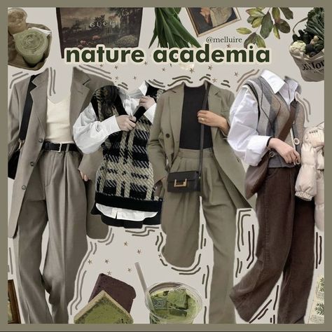 Nature Academia, Cottagecore Aesthetic Outfits, Green Academia, Academia Aesthetic Outfit, Dark Academia Outfits, Dark Academia Outfit, Dark Academia Style, Green Outfits, Academia Outfits