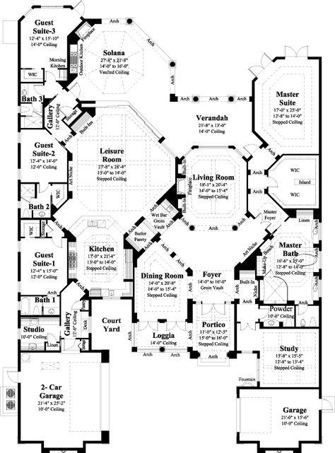 Pillar House, Bathroom Mediterranean, Mediterranean Style House, Mediterranean Style House Plans, Mediterranean House Plans, Mediterranean Home Decor, Luxury House Plans, Mediterranean Home, Courtyard House