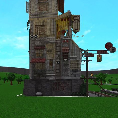 Apocalyptic Buildings, Bloxburg Bunker Layout, Bloxburg Rooftop, Bloxburg Apocalypse, Bloxburg Bunker Ideas, Apocalypse Building, Bloxburg Poor House, Bloxburg Cave Ideas, Bloxburg Graveyard