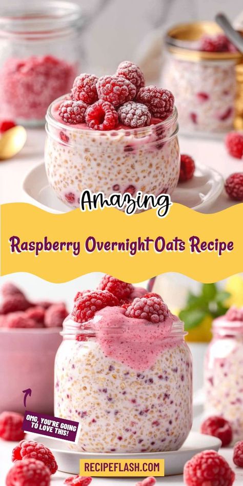 Treat yourself to a refreshing Raspberry Overnight Oats Recipe that's perfect for a busy lifestyle! Combining oats, raspberries, and yogurt, this nourishing breakfast is not only easy to prepare but also packed with flavor. Say goodbye to boring mornings and hello to a deliciously healthy start to your day! Overnight Oats Raspberry, Quick Nutritious Breakfast, Raspberry Overnight Oats, Overnight Oats Healthy, Oats Recipe, Healthy Treat, Nutritious Breakfast, Overnight Oats Recipe, Oats Recipes