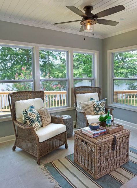 Small Sunroom, 3 Season Room, Sunroom Furniture, Sunroom Addition, Three Season Room, Sunroom Decorating, Enclosed Porches, Sunroom Designs, House Of Turquoise