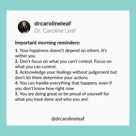 Caroline Leaf Quotes, Dr Caroline Leaf, Leaf Quotes, Caroline Leaf, Today Is A New Day, No Matter What Happens, Start Again, Mind Over Matter, Spiritual Health