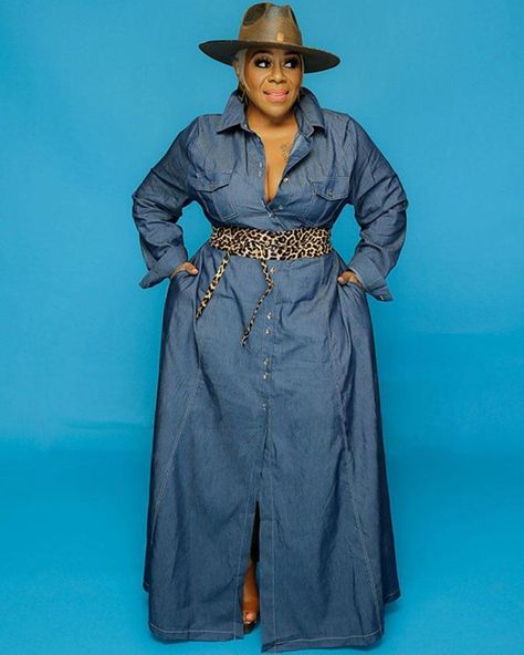 Womens Denim Dress, Maxi Shirts, Denim Maxi, Maxi Shirt Dress, Midi Dress Casual, Just Smile, African Fashion Dresses, Fedora Hat, Plus Size Blouses