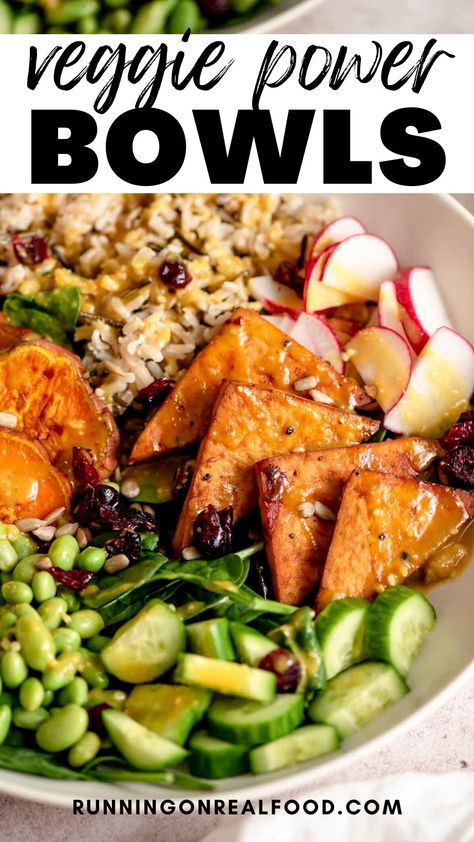 Power Bowls Recipe, Veggie Power Bowls, Miso Tahini Sauce, Miso Tahini, Veggie Rice Bowl, Power Bowl Recipe, Healthy Vegan Breakfast, Roasted Sweet Potato, Marinated Tofu