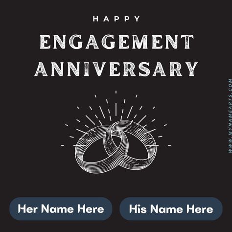 Engagement Anniversary E-Card With Couple Name - MyNameArts First Engagement Anniversary Wishes, Happy Engagement Anniversary, Card For Engagement, Happy Aniversary, Ring Sticker, Sticker Background, Name Edit, Cute Profile, Happy Engagement