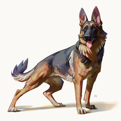 Jonathan Wesslund, Dog Design Art, German Shepherd Art, Animal Studies, Art Goals, Canine Drawing, 강아지 그림, Canine Art, Animal Cartoon