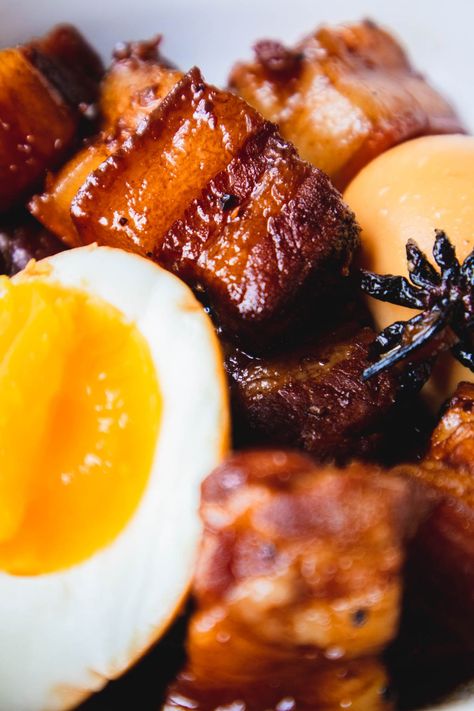 Vietnamese Braised Pork | Thit Kho Recipe Thit Kho Recipe, Thit Kho, Vietnamese Pork, Braised Pork Belly, Pork Belly Recipes, Gluten Free Rice, Quail Eggs, Braised Pork, Savory Sauce