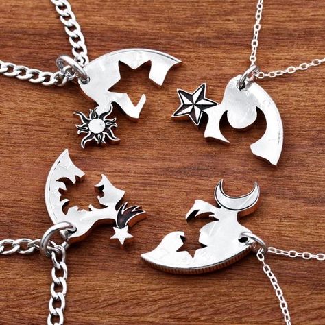 4 Person Friendship Necklace, 4 Bff Necklaces, Friendship Jewelry For Four, 4 Best Friend Necklaces, Necklaces For Friends, 4 Friends Necklace, 4 Way Friendship Necklace, Best Friend Bracelets For 4, Trio Friendship Necklace