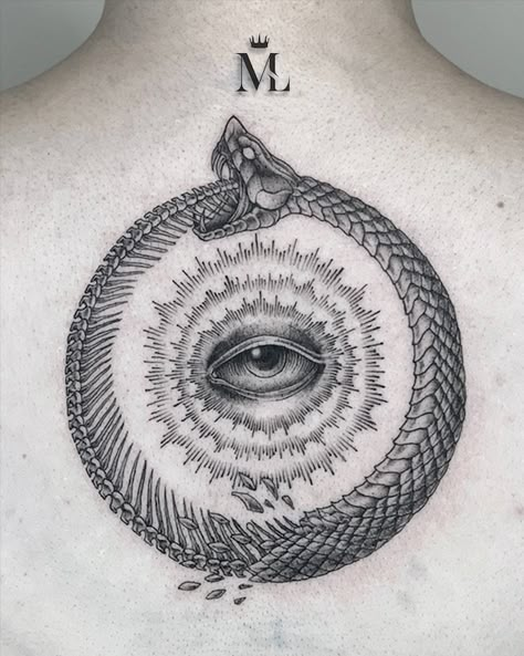 Ouroboros Meaning, Jormungandr Tattoo, Seeing Eye Tattoo, All Seeing Eye Tattoo, Ouroboros Tattoo, Medieval Tattoo, Inspiration Tattoos, Tattoo For Son, Detailed Tattoo