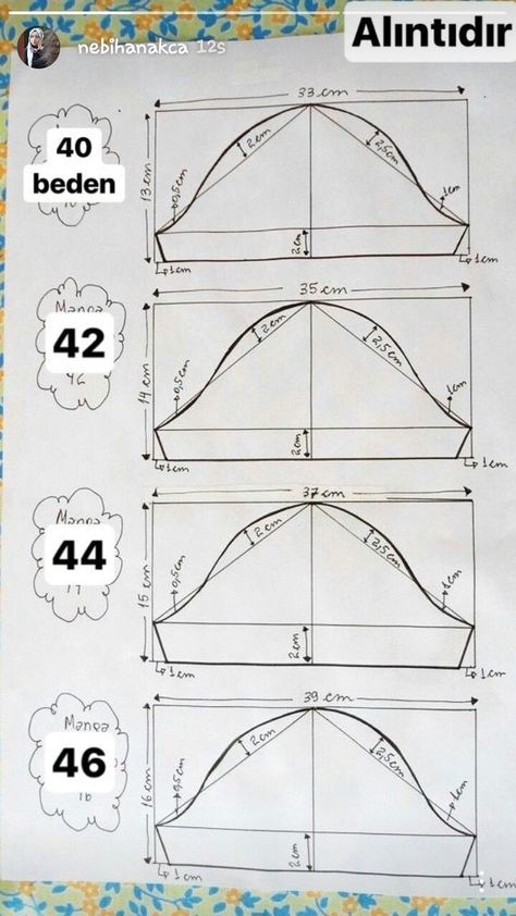 Today I show you a trick from the sewing box of my grandma. With a han ... #grandma #sewing #stoffFalten #today #… | Ücretsiz dikiş desenleri, Dikiş, Dikiş ipuçları Sewing Paterns, Pola Blus, Projek Menjahit, Sewing Sleeves, Sewing Measurements, Sewing Collars, Sewing Clothes Women, Sew Ins, Blouse Drafting Patterns