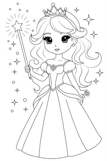 Princess Coloring Pages For Kids, Chibi Princess, Princess Coloring Sheets, Chibi Coloring Pages, Magical Wand, Disney Princess Colors, Free Kids Coloring Pages, Disney Princess Coloring Pages, Barbie Coloring