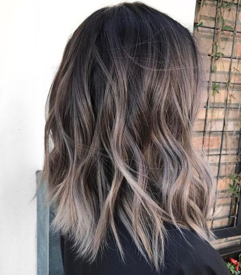 Cool Toned Brunette Hair with Ash Ombre Ash Balayage, Silver Hair Highlights, Natural Brown Hair, Gray Balayage, Side Braids, Ash Brown Hair, Fabulous Hair, Gorgeous Hair Color, Silver Hair Color