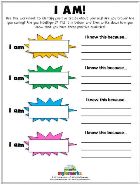 I Am Positive Affirmation Worksheets I Am Greatful For List, Confidence Building Activities Elementary, I Am Activities, Cbt Activities For Kids, Self Confidence Building For Kids, Confidence Activities For Kids, I Am Worksheet, Confidence Building For Kids, I Am Activity