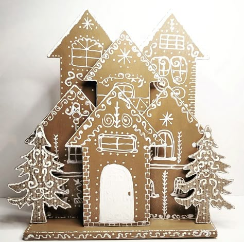 Cardboard Gingerbread House, Gingerbread House Ideas, Christmas Home Decor Ideas, Living Room Christmas, The Best Dessert, Gingerbread Crafts, Gingerbread Christmas Decor, Gingerbread Village, Christmas Homescreen