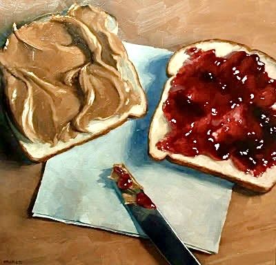 Food Art Painting, Jelly Sandwich, Painting A Day, Rennaissance Art, Historical Painting, Food Painting, Peanut Butter Jelly, Gcse Art, Amazing Drawings