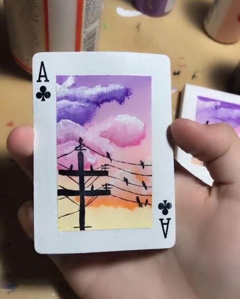 🎨FOLLOW @awhpaint FOR MORE🎨 - does anyone know what paints he used? v Playing Card Crafts, Diy Playing Cards, Paint Games, Custom Playing Cards, Sky Art Painting, Playing Cards Art, Deck Paint, Playing Cards Design, Cards Art