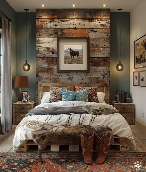 Western Room Ideas, Cowgirl Bedroom, Western Bedrooms, Rustic Farmhouse Bedroom, Country Bedroom Decor, Western Bedroom Decor, Western Rooms, Beautiful Bedroom Decor, Western Bedroom