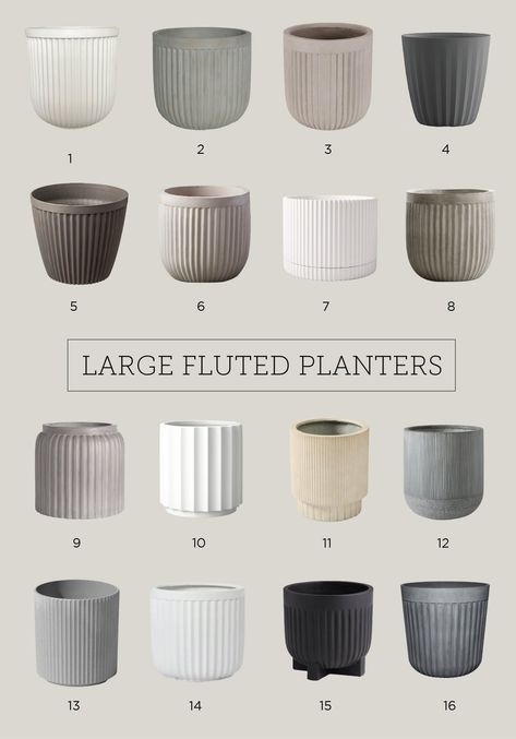 Outdoor Shrubs, Fluted Concrete, Garden Planter Ideas, Jenna Sue Design, Plant Pot Design, Jenna Sue, Potted Plants Outdoor, Planting Pot, Modern Home Interior Design