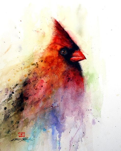 Cardinal Watercolor, Cardinal Tattoo, Cardinal Tattoos, Dean Crouser, Red Bird, Red Birds, Watercolor Bird, Watercolor Animals, Birds Painting