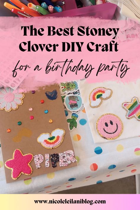 Looking for a fun and creative way to jazz up your birthday party? Check out this awesome Stoney Clover DIY craft idea! Perfect for adding a personal touch and a splash of color to your celebration. Get ready to craft, chat, and create memories! 🎉✨ #BirthdayParty #DIYCrafts #StoneyClover Crafty Birthday Party Ideas, Birthday Party Craft Ideas For Teens, Crafts For Girls Birthday Party, Stoney Clover Diy, Birthday Party Crafts For Teens, Stoney Clover Birthday Party, Craft Party Ideas For Kids, Patch Party Birthday, 10 Yr Birthday Party Ideas