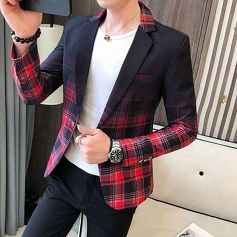 Plaid Blazer Men, Mens Plaid Blazer, Suits Men Slim, Blazer Wedding, Casual Man, Blazer Men, Men Blazer, Man Blazer, Slim Fit Blazer