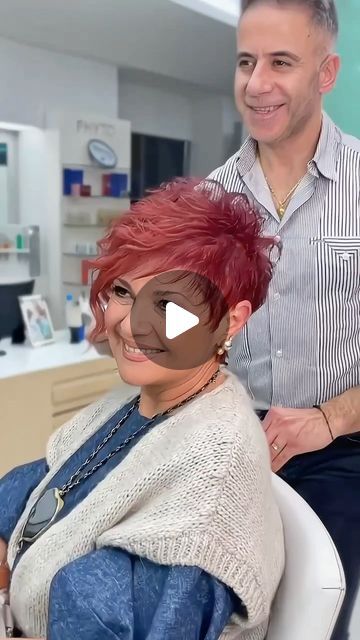 Tony Ibrahim on Instagram: "The secret to building your dream clientele is to hustle!  @azouryoussi  #neverstop #hairstylist #hairart #hairlove #haireducation #hairtutorial #hairgoals #haircut #hairideas #haircolor" Short Haircuts Asymmetrical, Hair Styling Videos For Short Hair, Hair Spikes Hairstyles, How To Style Spiky Pixie Haircut, Womens Short Pixie Haircut, Cute Funky Hairstyles, Over 50 Pixie Hairstyles, Angled Pixie Haircut, Back Of Head Haircut