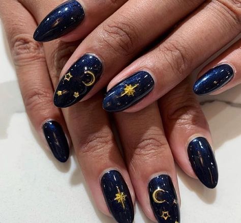 Night Inspired Nails, Night Nail Art, Night Sky Nails, Real Nails, Witch Nails, Manicure Art, Witchy Nails, Smink Inspiration, Her Nails