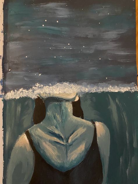 Easy But Meaningful Paintings, Paintings That Tell A Story, Lonely Painting Ideas Simple, Painting Ideas Underwater, Inauguration Ideas, Meaningful Paintings, Ocean Art Painting, Anger Quotes, Science Girl