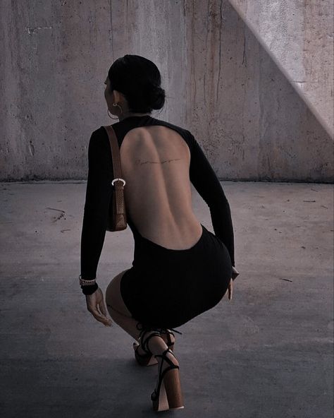 Deep Back Line, Backless Dress Aesthetic, Dress Aesthetic, Back Exercises, Aesthetic Pictures, Leather Backpack, Backless Dress, Leather