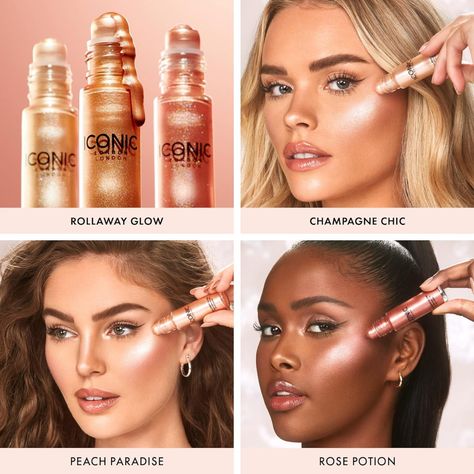 ICONIC LONDON Rollaway Glow | Liquid Highlighter for a Radiant Glow, Cruelty-Free, Vegan Makeup Amazon Affiliate Glow Bottle, Peach Paradise, Highlighter Stick, Makeup Icons, Makeup News, Hydrating Mist, Iconic London, Hot Makeup, Cupids Bow