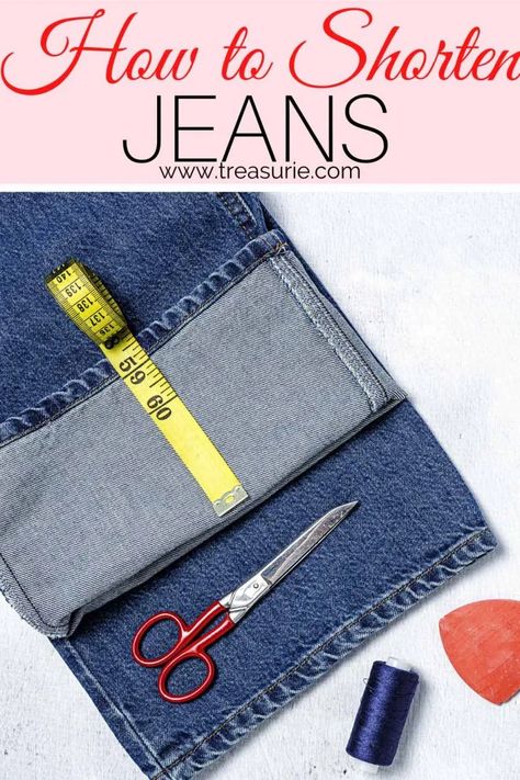 How To Hem Jeans By Hand Easy Diy, How To Shorten Jeans By Hand, Shorting Jeans Diy, Best Way To Hem Jeans, How To Him Blue Jeans, Hemming Jeans Without Sewing, Jean Hemming Hack, How To Hem Jeans By Hand, How To Hem Blue Jeans