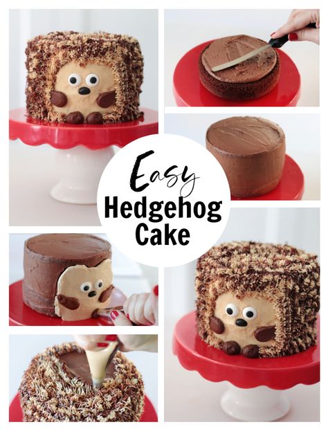 Easy Hedgehog Cake, Chocolate Buttercream Frosting Recipe, Easy Cakes To Make, Hedgehog Cake, Chicken Cake, Ice Cream Sandwich Cake, Chocolate Buttercream Frosting, Buttercream Frosting Recipe, Sandwich Cake