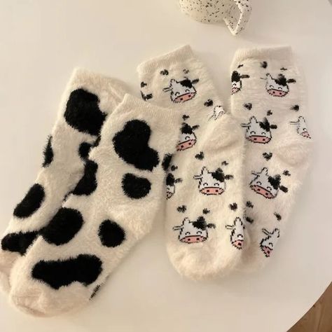 Cow Print Fluffy Socks Cow Socks, Korean Fits, 17th Birthday Gifts, Socks Aesthetic, Pretty Socks, Fluffy Socks, Cow Gifts, Cute Slippers, Fuzzy Socks