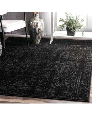 On Sale! Lark Manor Bridport Black Area Rug W000327178 Rug Size: Rectangle 5' x 8' Carpet Diy, Matte Black Finishes, Black Living Room Decor, Dark Carpet, Black And Grey Rugs, Carpet Decor, Black Living Room, Grey Color Palette, Goth Home