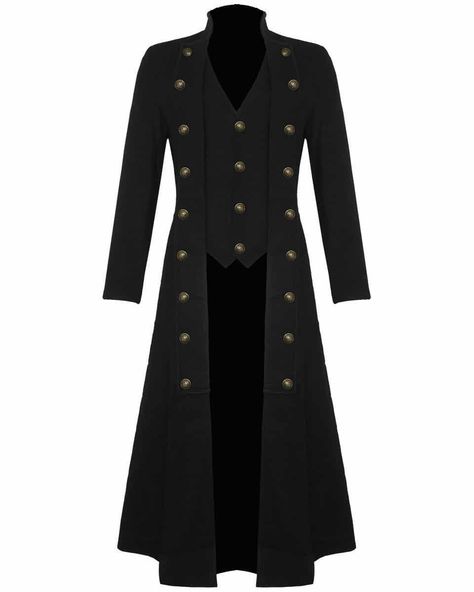 Black Steampunk Military Trench Coat Long Jacket Gothic VTG.     #goth #gothicjacket #gothic #gothjacket #vtg #steampunk #steampunkfashion #kiltandjacks Gothic Trench Coat, Goth Coat, Trenchcoat Style, Mens Steampunk, Black Gothic Dress, Military Trench Coat, Steampunk Coat, Victorian Coat, Steampunk Jacket