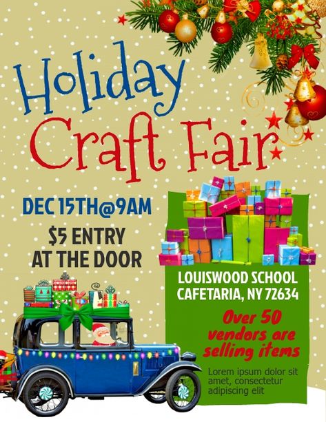 Holiday Craft Fair, Middle School Crafts, Fall Craft Fairs, Free Printable Crafts, Winter Holiday Crafts, Free Postcards, Christmas Craft Fair, Baby Shower Clipart, Christmas Flyer