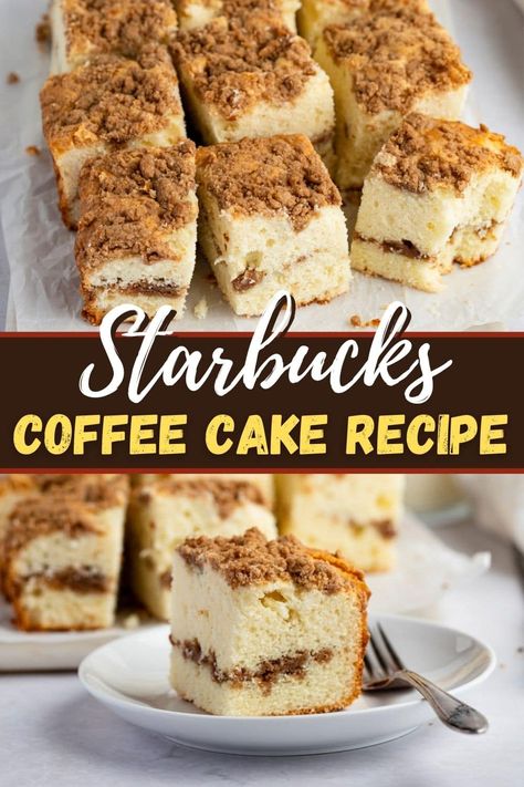 Starbucks Coffee Cake Recipe, Starbucks Coffee Cake, Cinnamon Swirl Coffee Cake, Starbucks Cake, Coffee Cake Recipes Easy, Copy Cats, Cinnamon Coffee Cake, Copycat Starbucks, Coffee Cake Recipe